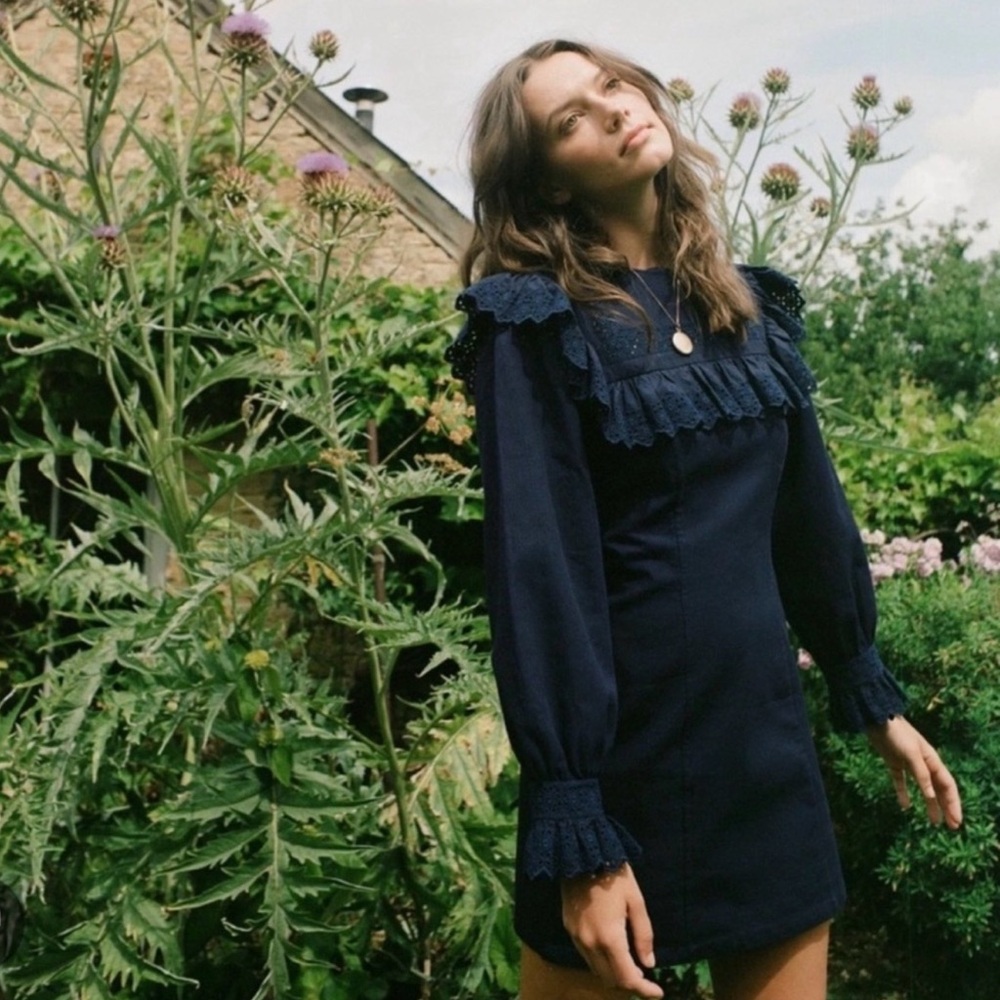 Doen Minore Midnight Navy Long-Sleeve Mini Dress
